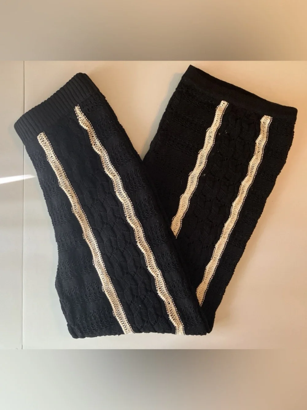 Central Park West High-Rise Wide-Leg Crochet-Knit Pants Novelty Stitch Small NWT - Picture 11 of 15